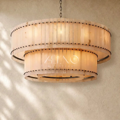 San Marcon Alabaster Two-Tier Round Chandelier - Zelno