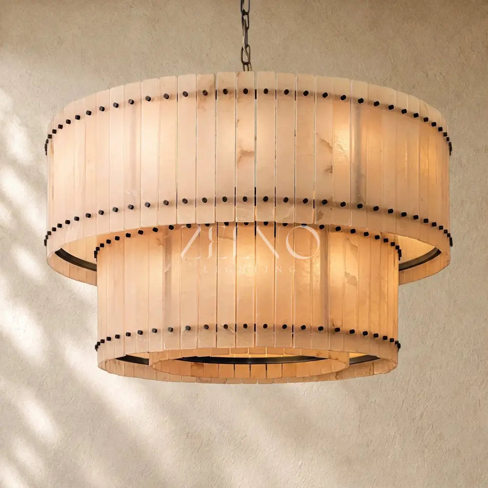 San Marcon Alabaster Two-Tier Round Chandelier - Zelno