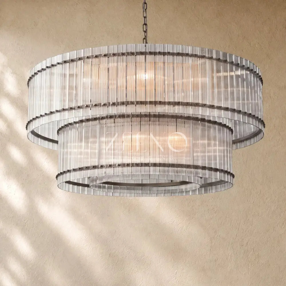 San Marcon Glass Two-Tier Round Chandelier - Zelno