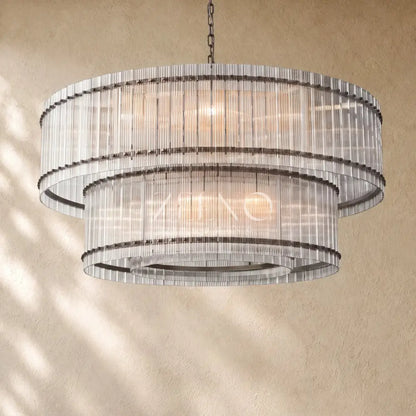 San Marcon Glass Two-Tier Round Chandelier - Zelno