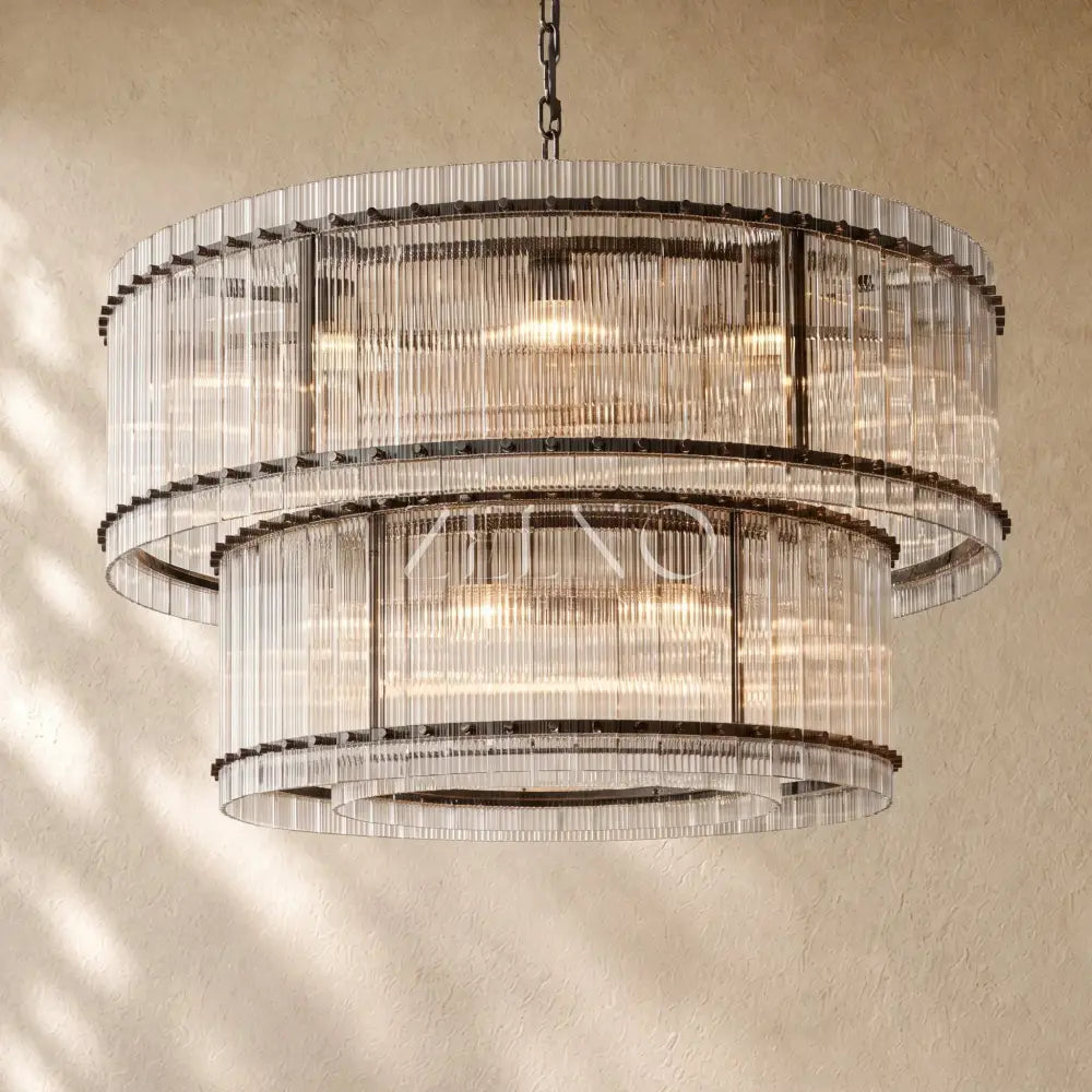 San Marcon Glass Two-Tier Round Chandelier - Zelno