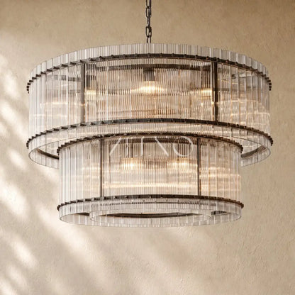 San Marcon Glass Two-Tier Round Chandelier - Zelno
