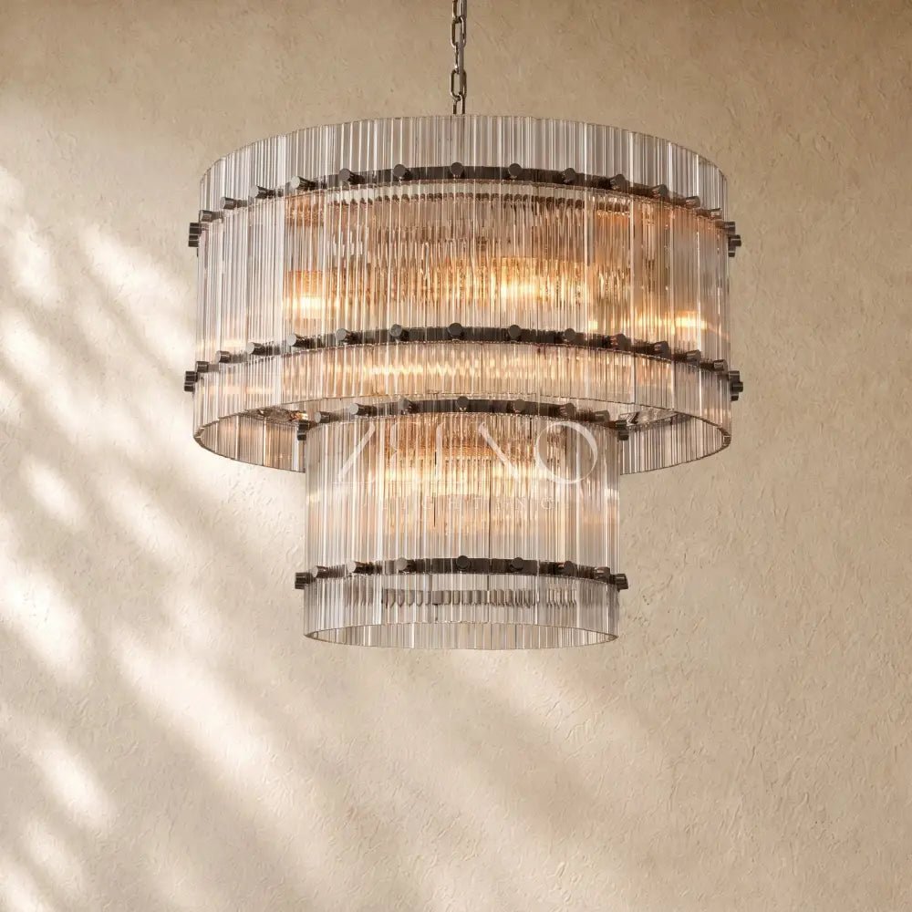San Marcon Glass Two-Tier Round Chandelier - Zelno