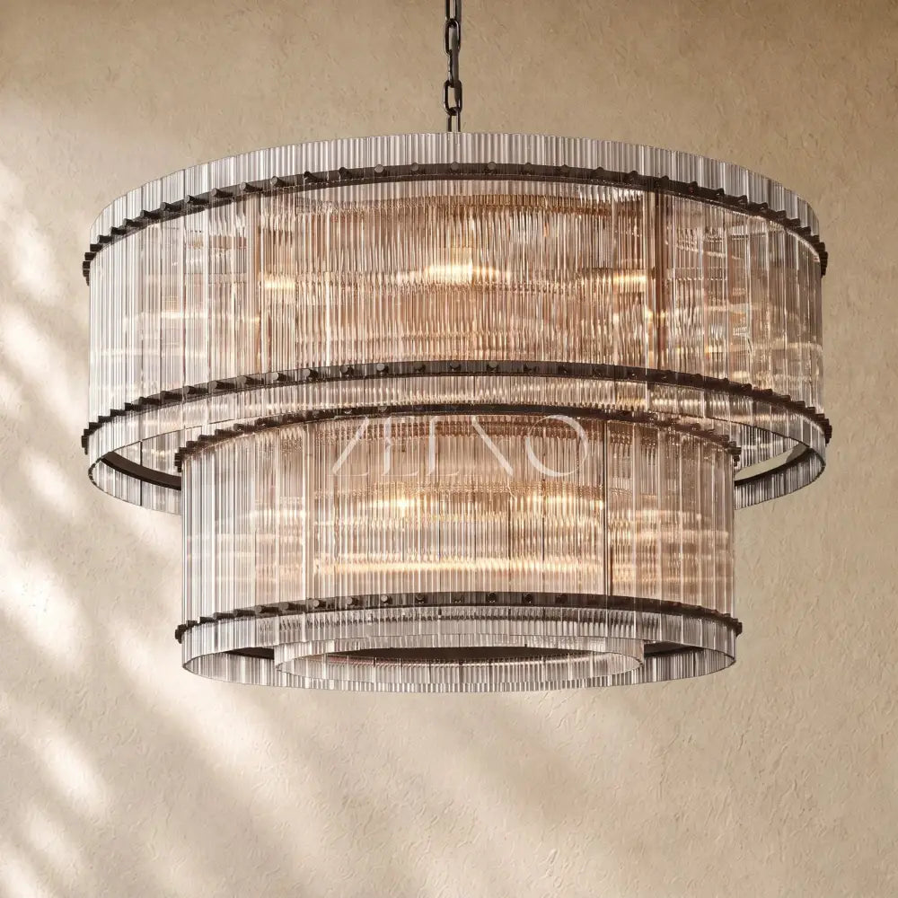 San Marcon Glass Two-Tier Round Chandelier - Zelno