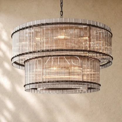 San Marcon Glass Two-Tier Round Chandelier - Zelno