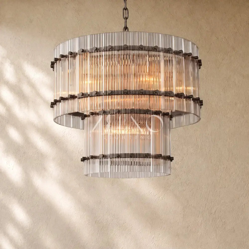 San Marcon Glass Two-Tier Round Chandelier - Zelno
