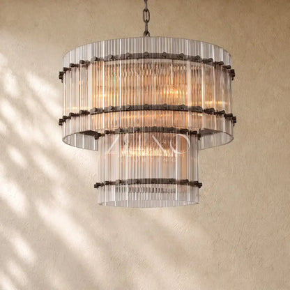 San Marcon Glass Two-Tier Round Chandelier - Zelno