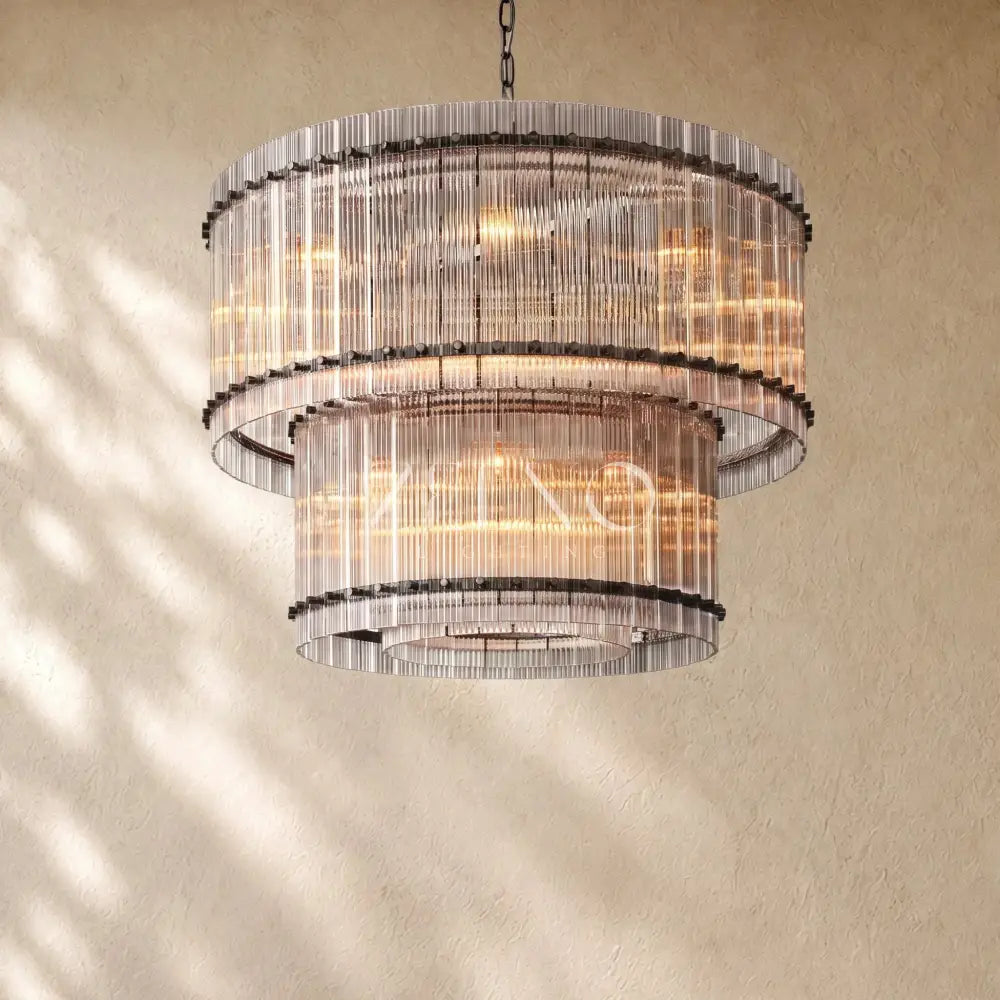 San Marcon Glass Two-Tier Round Chandelier - Zelno
