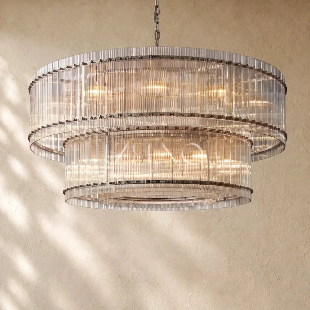 San Marcon Glass Two-Tier Round Chandelier - Zelno