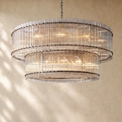 San Marcon Glass Two-Tier Round Chandelier - Zelno