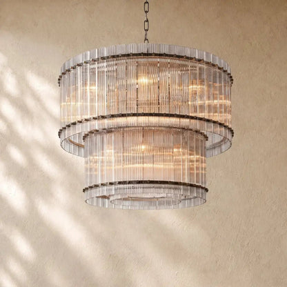 San Marcon Glass Two-Tier Round Chandelier - Zelno