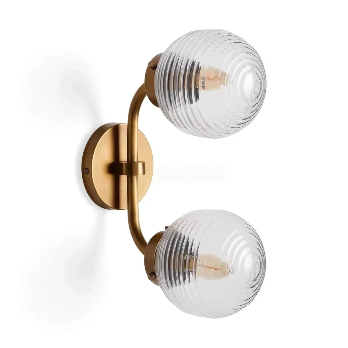 Sayre Linear Glass Globe Two Head Wall Sconce - Zelno Lighting
