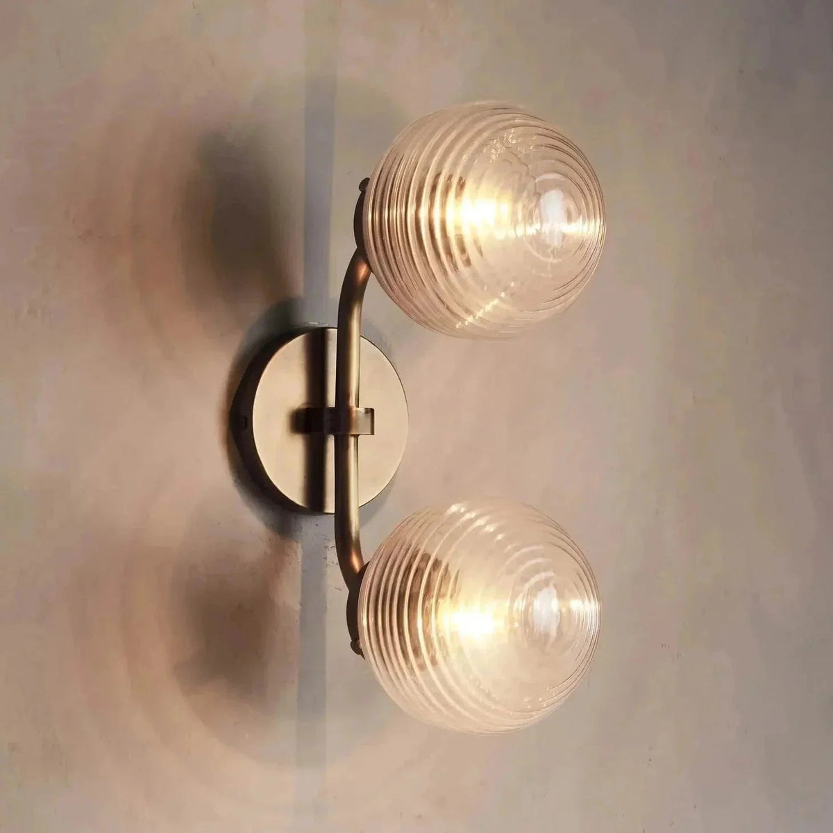 Sayre Linear Glass Globe Two Head Wall Sconce - Zelno Lighting
