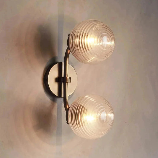 Sayre Linear Glass Globe Two Head Wall Sconce - Zelno Lighting