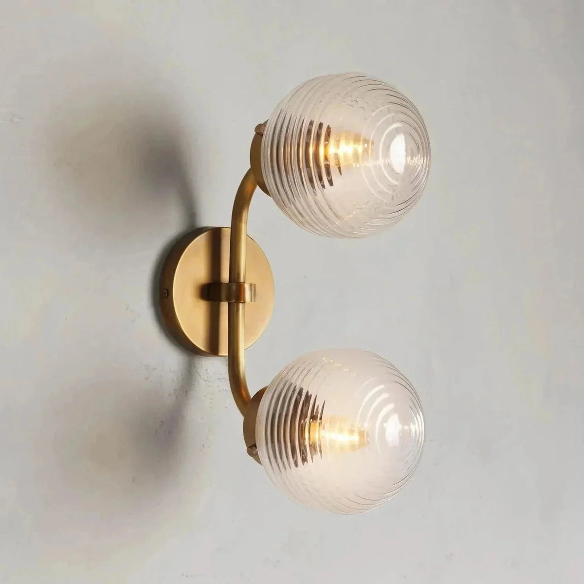 Sayre Linear Glass Globe Two Head Wall Sconce - Zelno Lighting