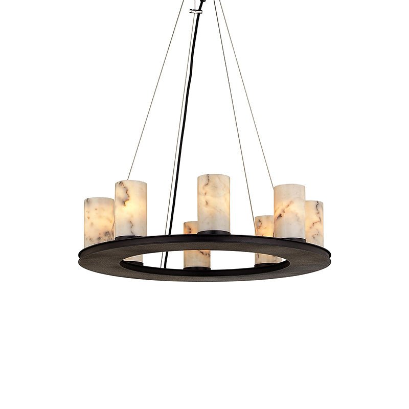 Scarlett Modern Round Industrial Candelabra Round Black Alabaster Chandelier - Zelno Lighting