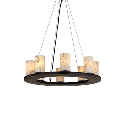 Scarlett Modern Round Industrial Candelabra Round Black Alabaster Chandelier - Zelno Lighting