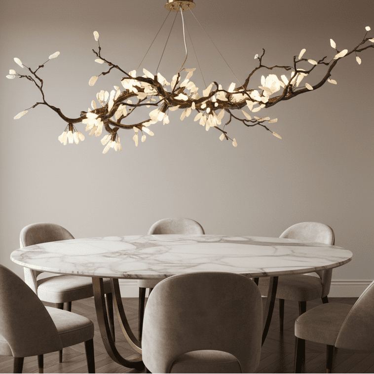 Selenite Crystal Blossom Branching Tree Chandelier - Zelno Lighting