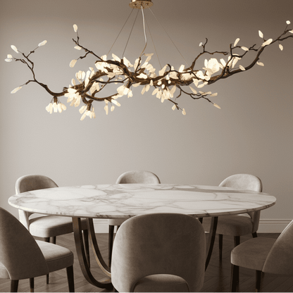 Selenite Crystal Blossom Branching Tree Chandelier - Zelno Lighting