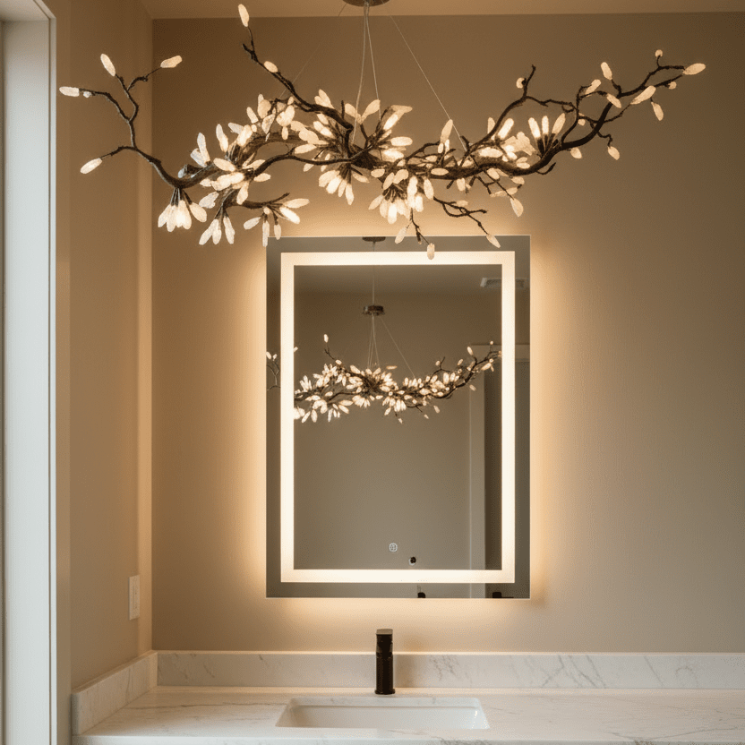 Selenite Crystal Blossom Branching Tree Chandelier - Zelno Lighting