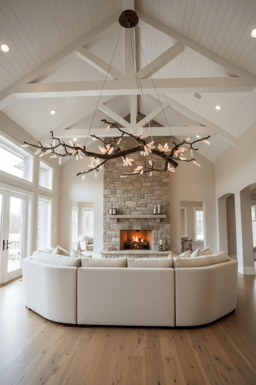Selenite Crystal Blossom Branching Tree Chandelier - Zelno Lighting
