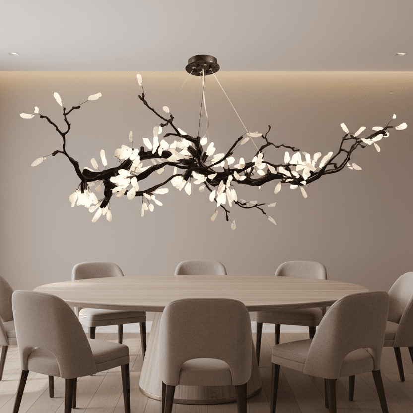 Selenite Crystal Blossom Branching Tree Chandelier - Zelno Lighting