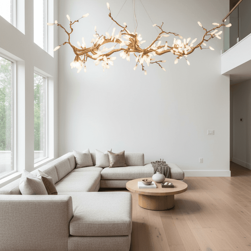 Selenite Crystal Blossom Branching Tree Chandelier - Zelno Lighting