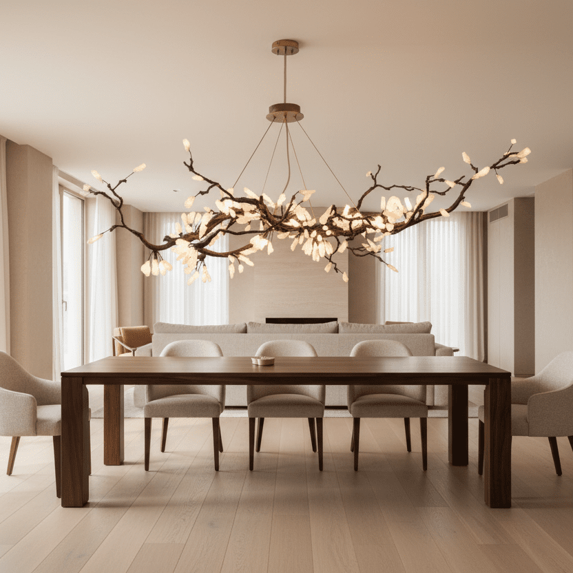 Selenite Crystal Blossom Branching Tree Chandelier - Zelno Lighting