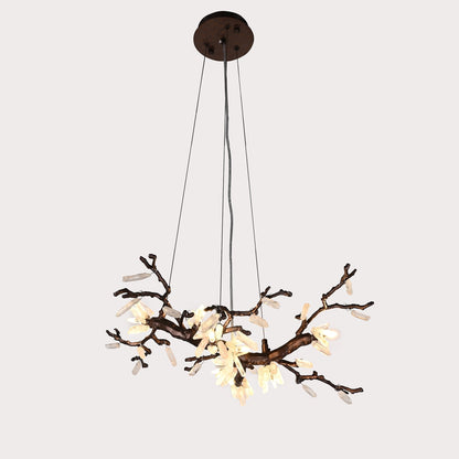 Selenite Crystal Blossom Branching Tree Chandelier - Zelno Lighting