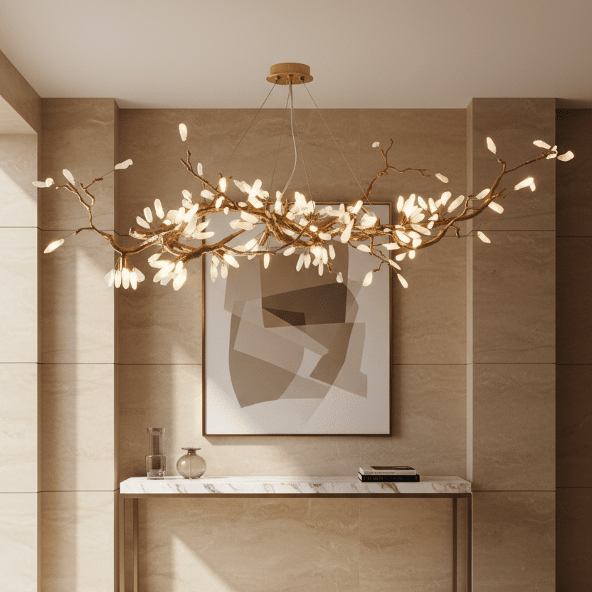 Selenite Crystal Blossom Branching Tree Chandelier - Zelno Lighting