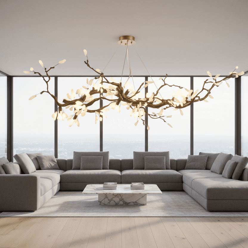 Selenite Crystal Blossom Branching Tree Chandelier - Zelno Lighting