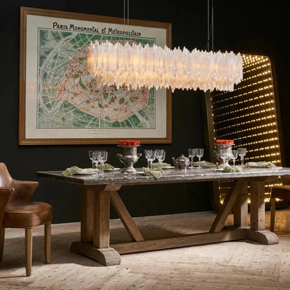 Selenite Layer Rectangular Chandelier - Zelno Lighting