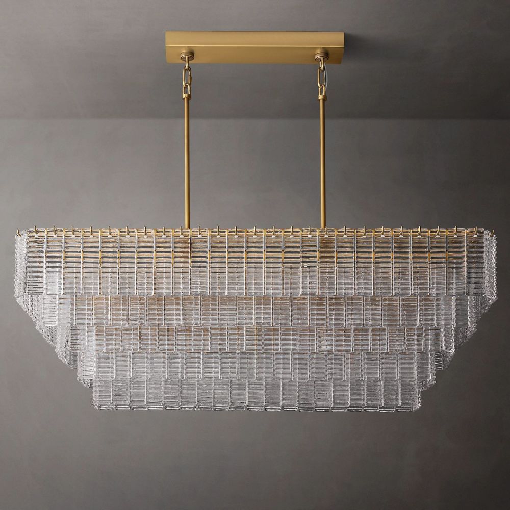 Siren Clear Glass Rectangle Chandelier 59" - Zelno