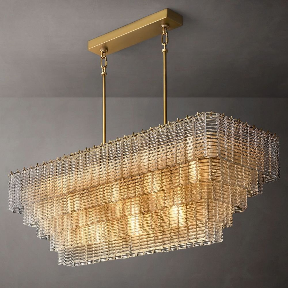 Siren Clear Glass Rectangle Chandelier 59" - Zelno