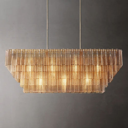 Siren Clear Glass Rectangle Chandelier 59" - Zelno