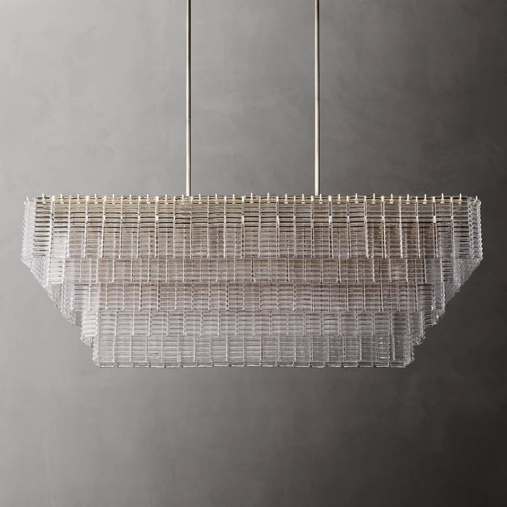 Siren Clear Glass Rectangle Chandelier 59" - Zelno