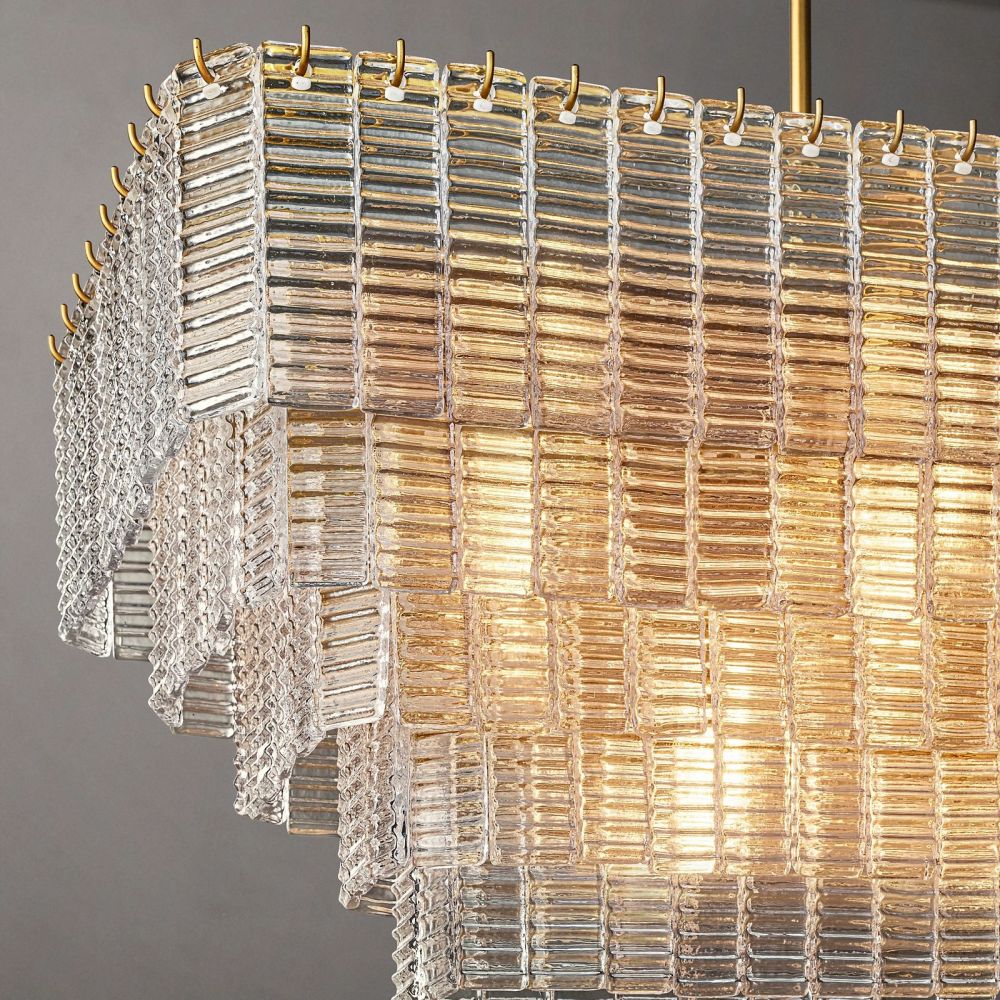 Siren Clear Glass Rectangle Chandelier 59" - Zelno