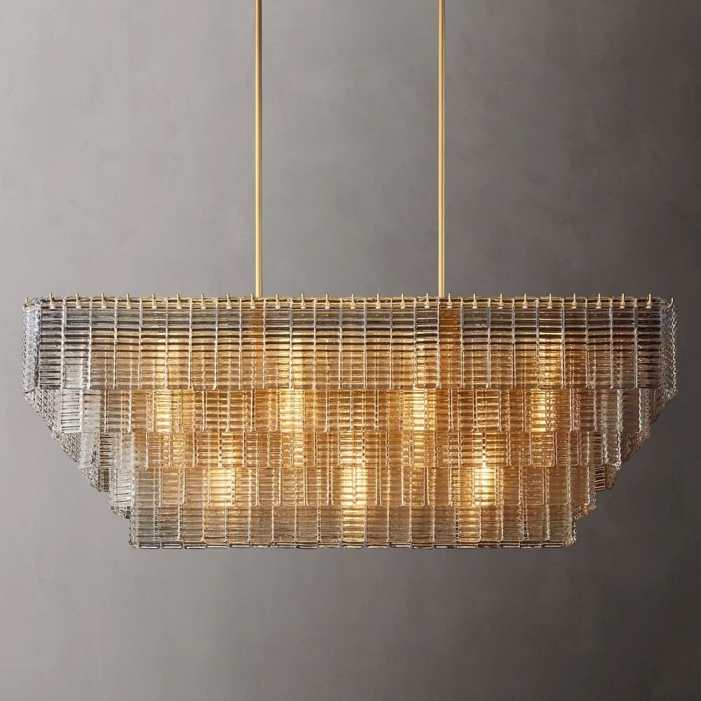 Siren Clear Glass Rectangle Chandelier 59" - Zelno