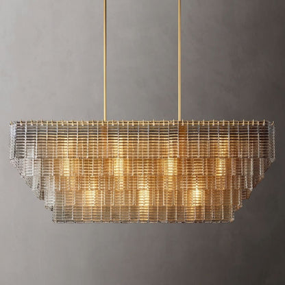 Siren Clear Glass Rectangle Chandelier 59" - Zelno