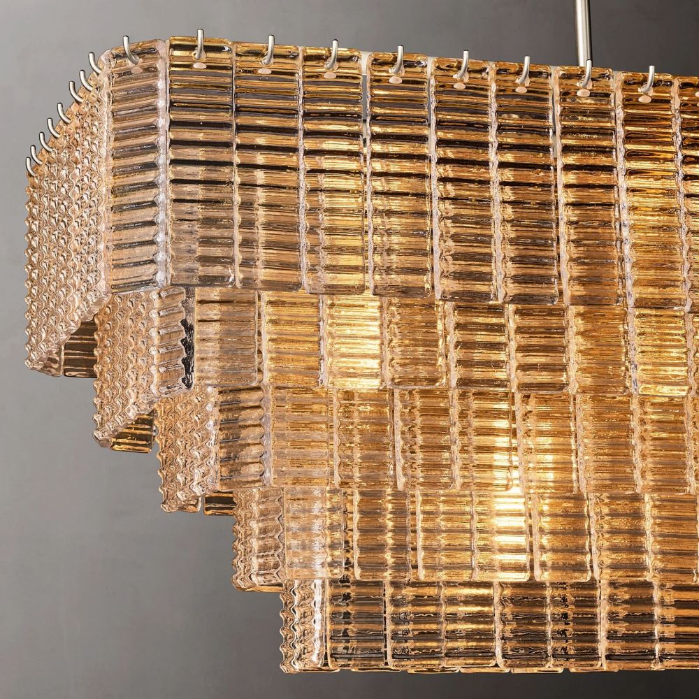 Siren Clear Glass Rectangle Chandelier 59" - Zelno