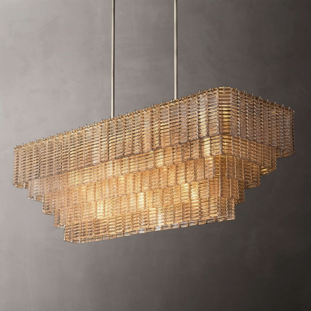 Siren Clear Glass Rectangle Chandelier 59" - Zelno