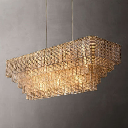 Siren Clear Glass Rectangle Chandelier 59" - Zelno