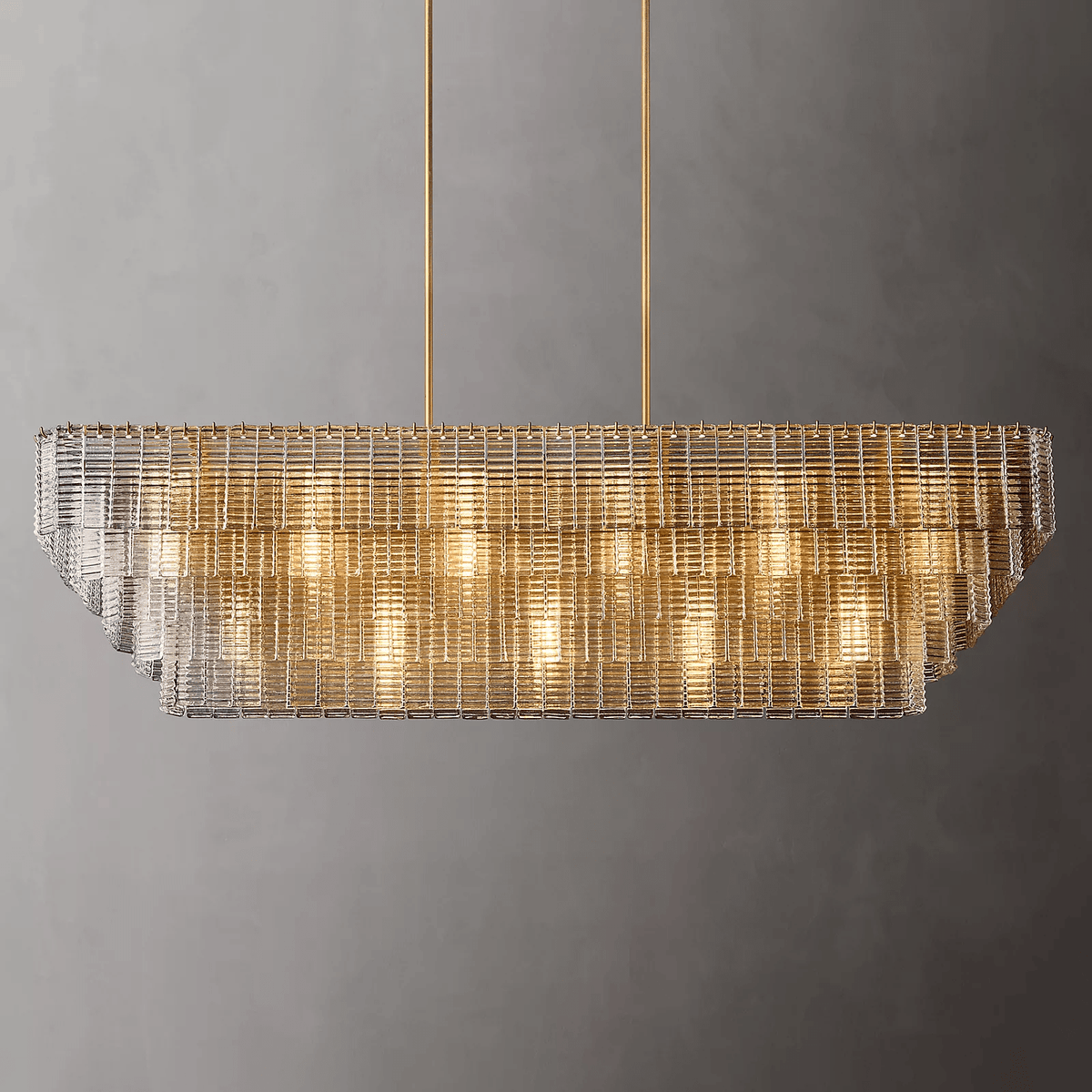 Siren Glass Rectangular Chandelier 77" - Zelno