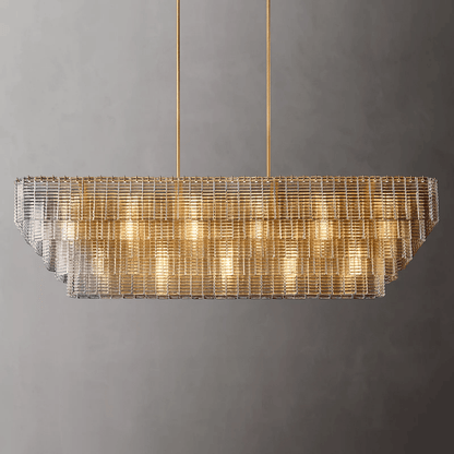 Siren Glass Rectangular Chandelier 77" - Zelno