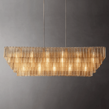 Siren Glass Rectangular Chandelier 77" - Zelno