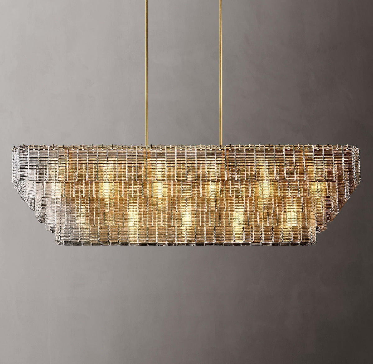 Siren Glass Rectangular Chandelier 77" - Zelno