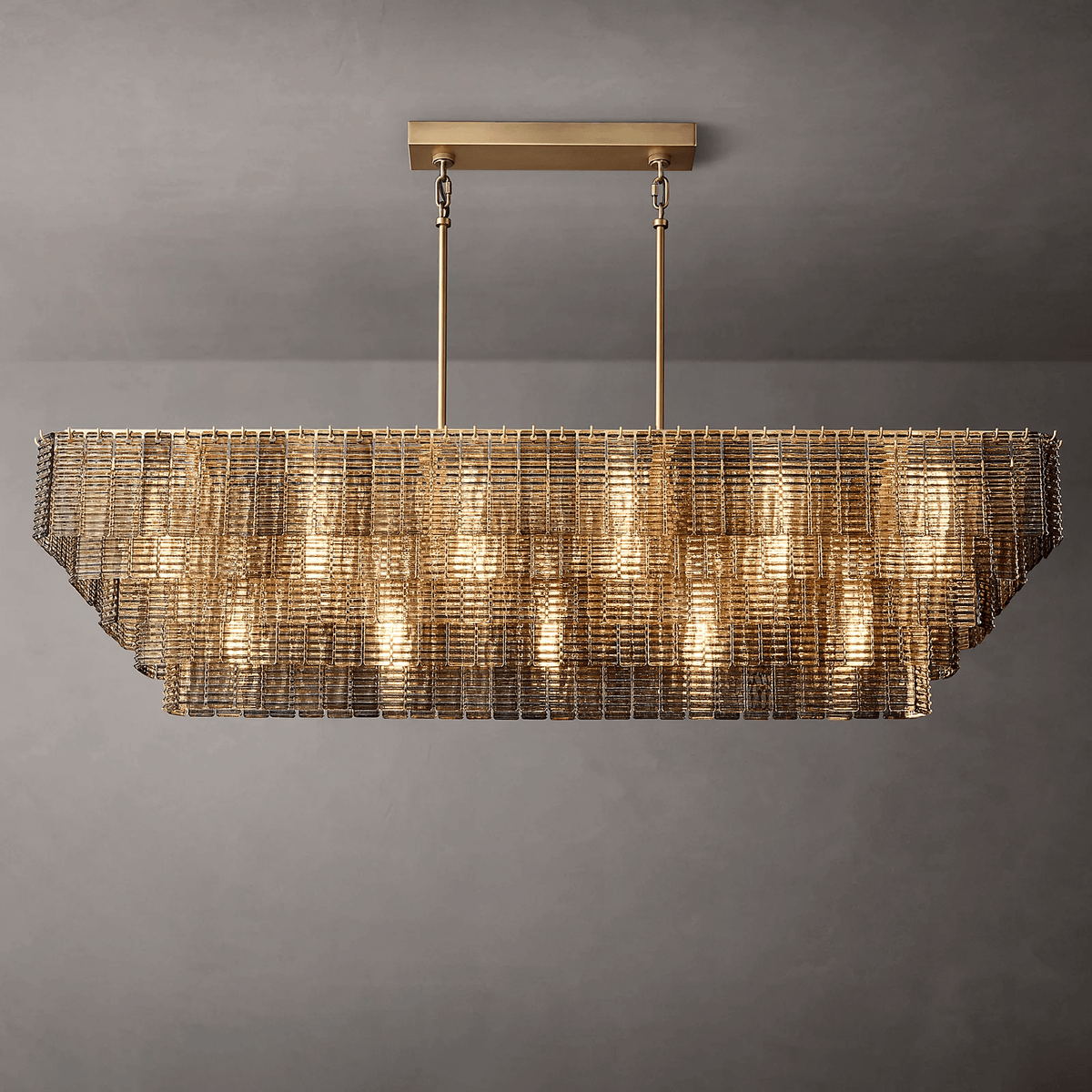 Siren Glass Rectangular Chandelier 77" - Zelno