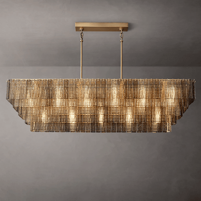 Siren Glass Rectangular Chandelier 77" - Zelno