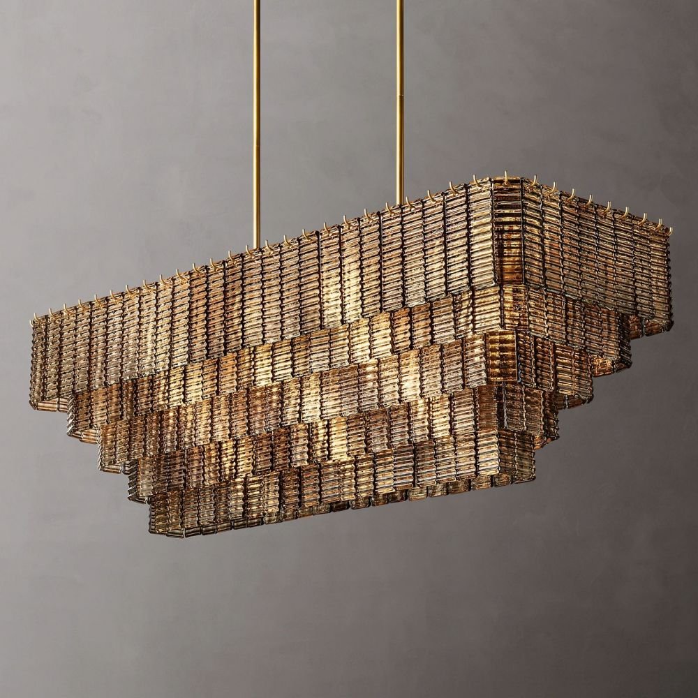 Siren Glass Rectangular Chandelier 77" - Zelno
