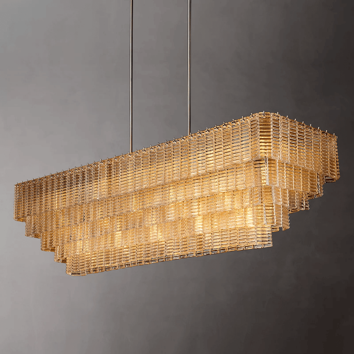Siren Glass Rectangular Chandelier 77" - Zelno
